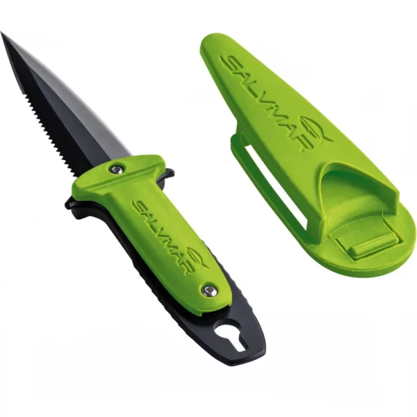 Coltello Salvimar ST-ATLANTIS 100 Lama da mm 89 LAMA BLACK FODERO E IMPUGNATURA ACID GREEN